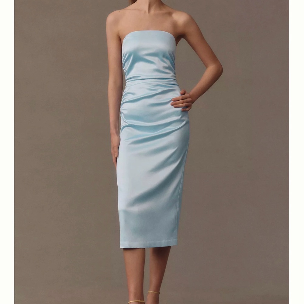 Anthropologie Strapless Light Blue Dress